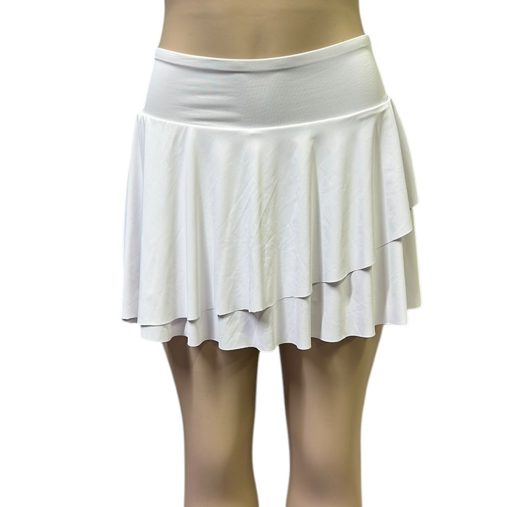 Vital Life White Pull On Tiered Petal Skort with Pockets Shorts Skirt Womens M